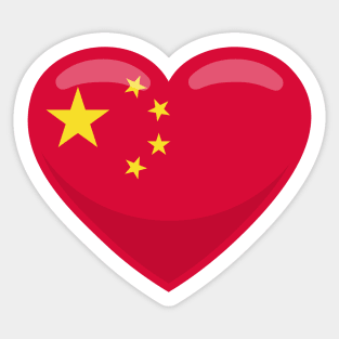 China Flag Heart Sticker